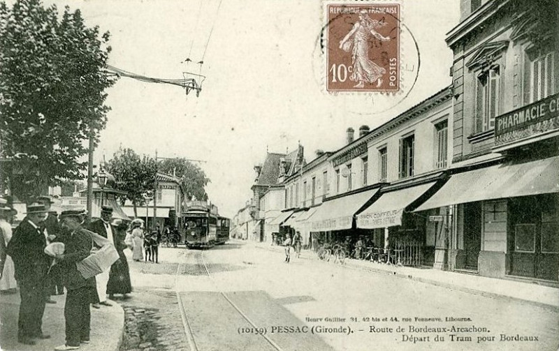 Carte postale ancienne Pessac - route Bordeaux - Arcachon