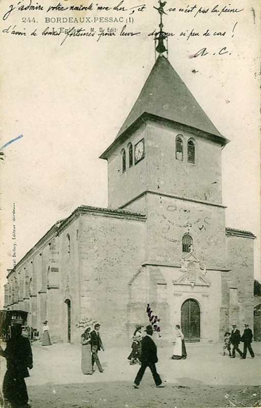 Carte postale ancienne Pessac - église 1