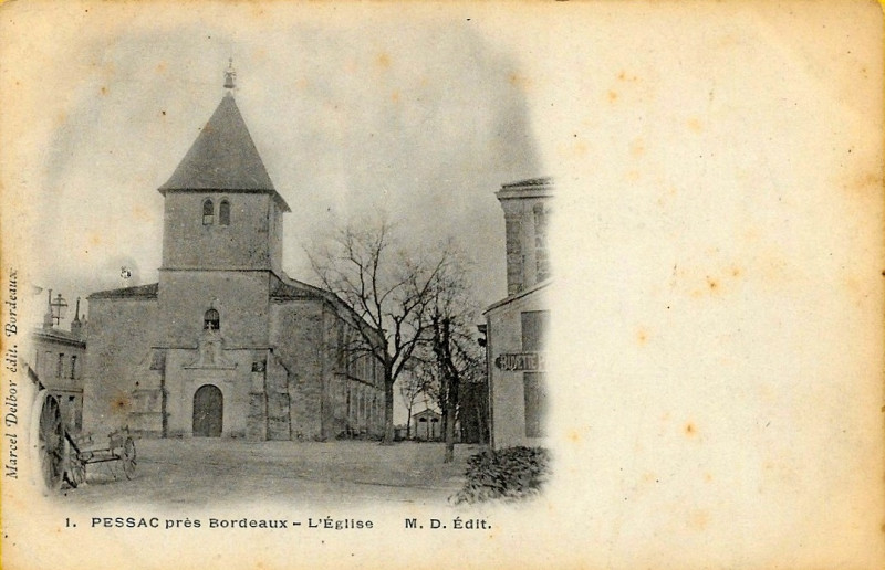 Carte postale ancienne Pessac - église 5