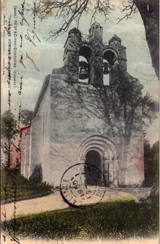 Carte postale ancienne Pessac-sur-Dordogne - église 2