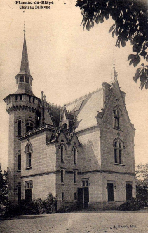 Carte postale ancienne Plassac - château Bellevue 2