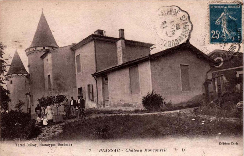 Carte postale ancienne Plassac - château Monconseil
