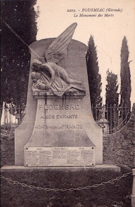 Carte postale ancienne Podensac - monument aux morts (14-18)
