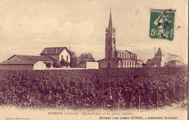 Carte postale ancienne Pomerol - église St Jean 1