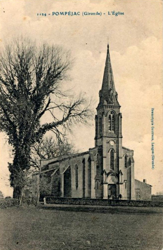 Carte postale ancienne Pompéjac - église 1a