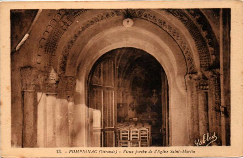 Carte postale ancienne Pompignac - église 5