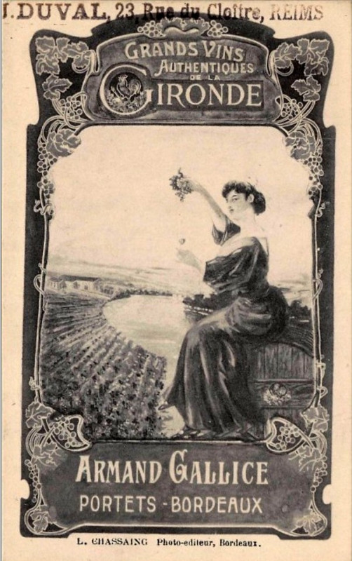 Carte postale ancienne Portets - Armand Gallice publicité