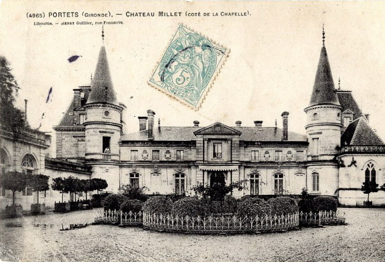 Carte postale ancienne Portets - château Millet 1