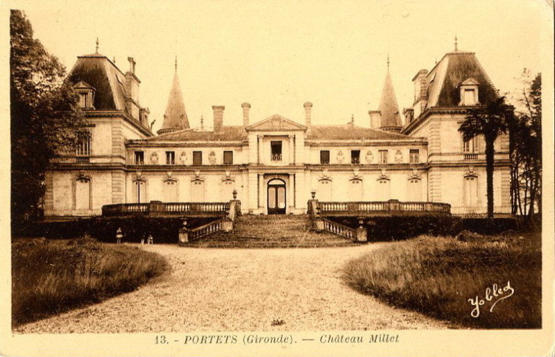Carte postale ancienne Portets - château Millet 2