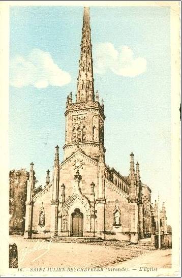 Carte postale ancienne Saint-Julien-Beychevelle - église 1