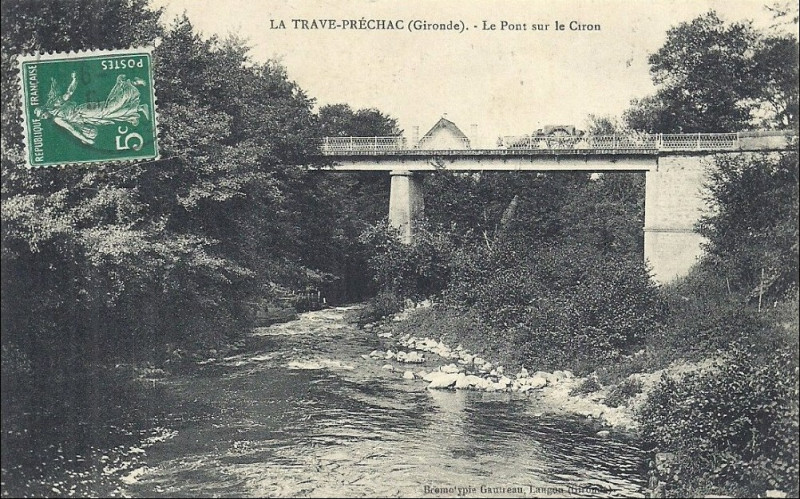 Carte postale ancienne Préchac - Le Ciron 1