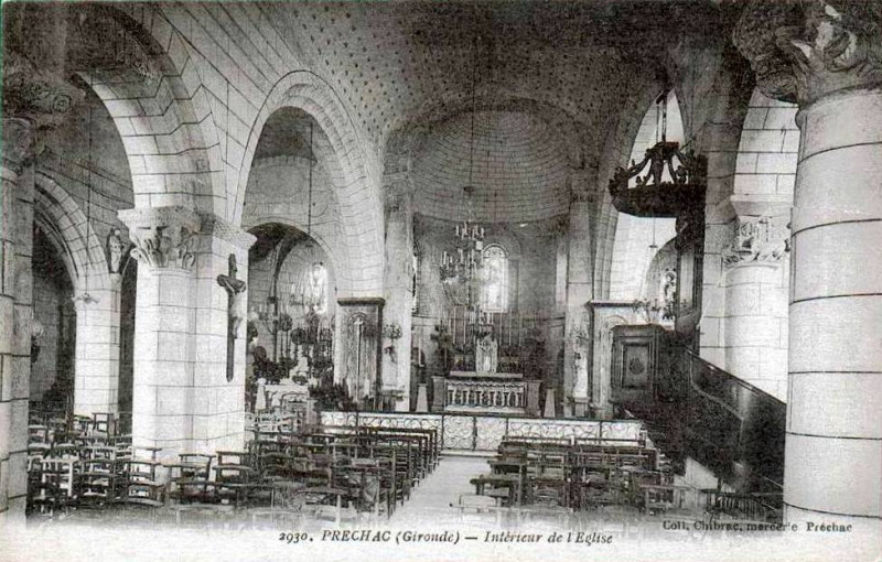 Carte postale ancienne Préchac - église 5