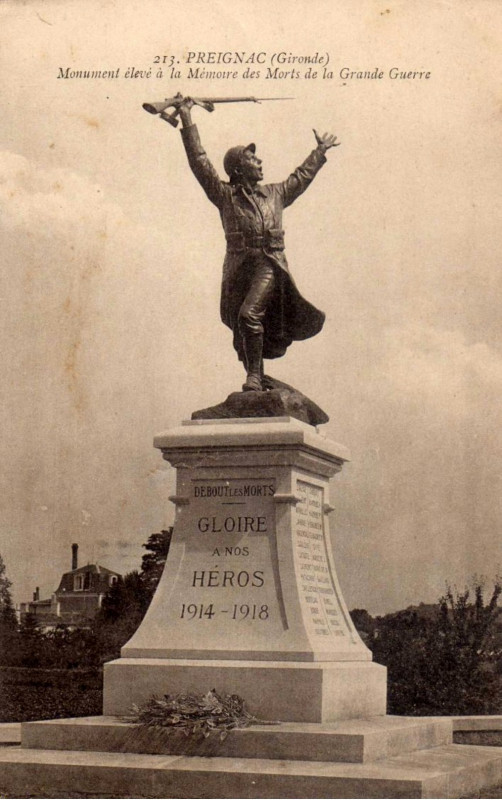 Carte postale ancienne Preignac - monument aux morts 2