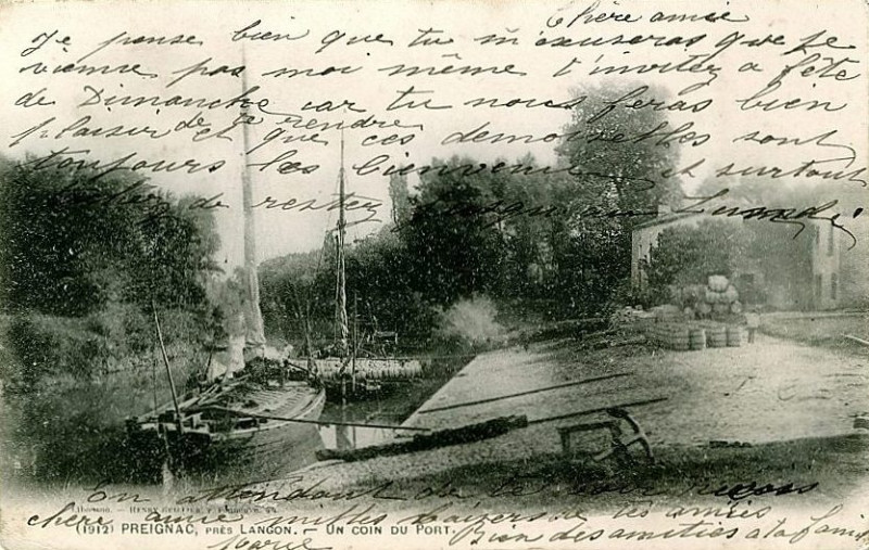 Carte postale ancienne Preignac - port 3