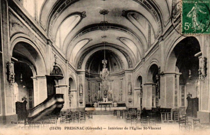 Carte postale ancienne Preignac - église 10