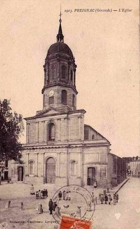 Carte postale ancienne Preignac - église 3