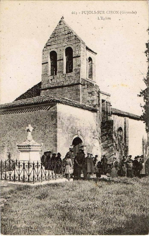 Carte postale ancienne Pujols-sur-ciron Eglise 1