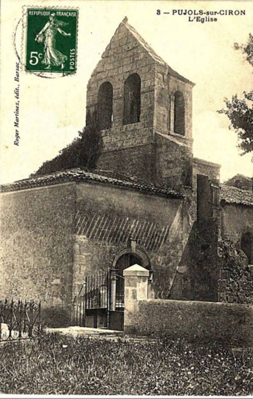 Carte postale ancienne Pujols-sur-ciron Eglise 2