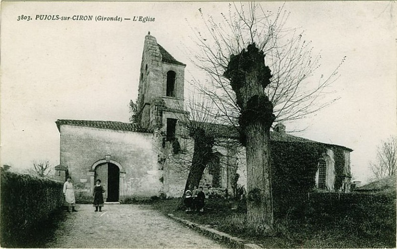 Carte postale ancienne Pujols-sur-ciron Eglise 3