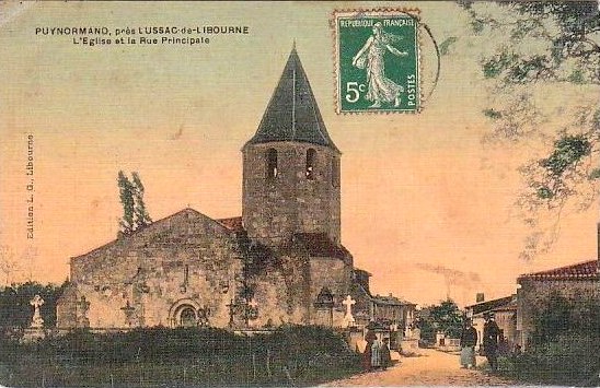 Carte postale ancienne Puynormand - église 2b