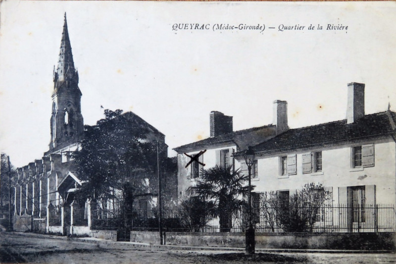 Carte postale ancienne Queyrac - quartier de la rivière
