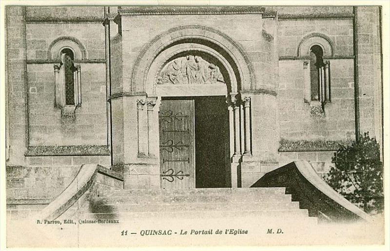 Carte postale ancienne Quinsac - église 3