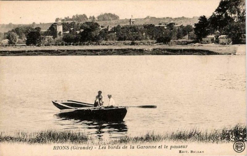 Carte postale ancienne Rions - le passeur