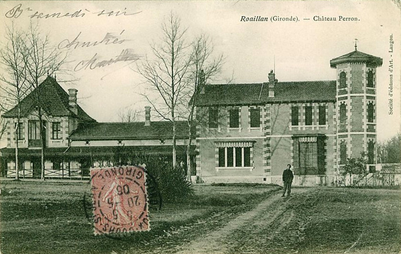 Carte postale ancienne Roaillan - château Perron a