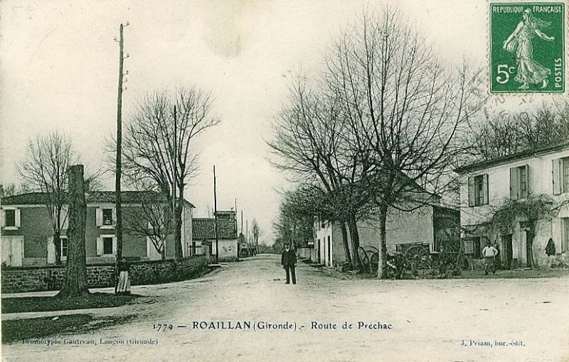 Carte postale ancienne Roaillan - route de Préchac