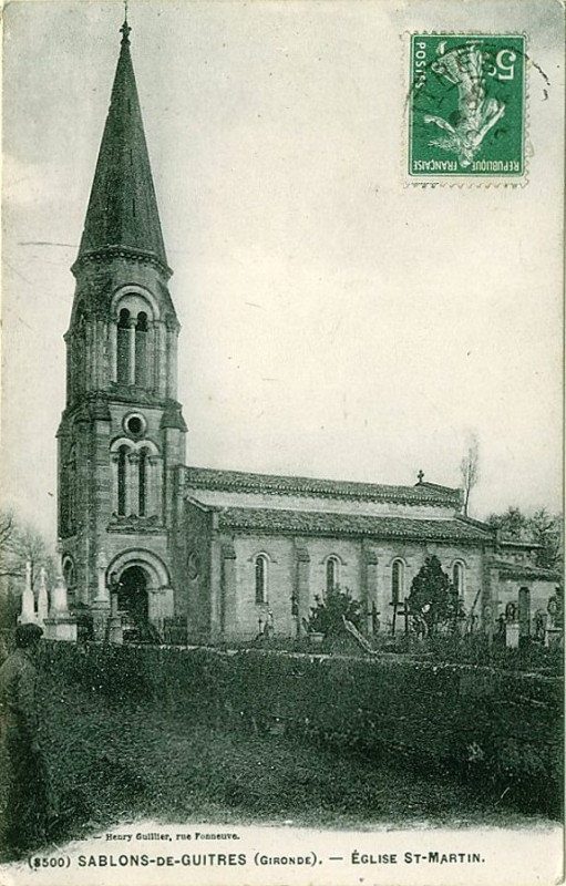 Carte postale ancienne Sablons - église 1