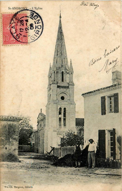 Carte postale ancienne Saint-Androny - église 2