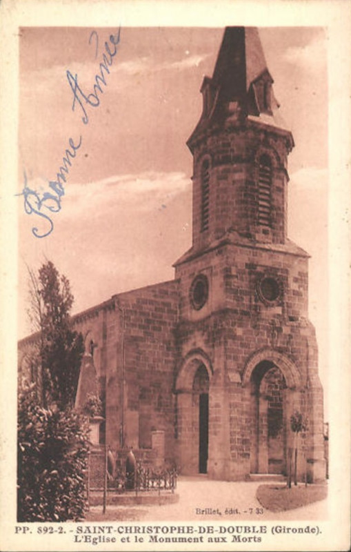 Carte postale ancienne Saint-Christophe-de-Double - église 3