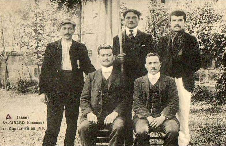 Carte postale ancienne Saint-Cibard - Conscrits de 1910