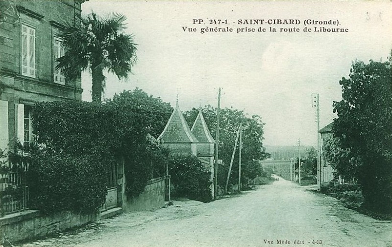 Carte postale ancienne Saint-Cibard - route de Libourne