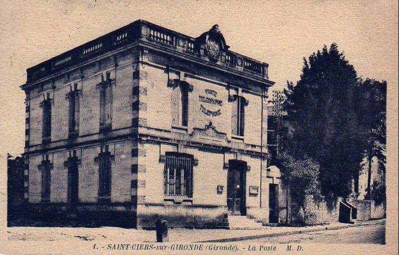 Carte postale ancienne Saint-Ciers-sur-Gironde - La Poste