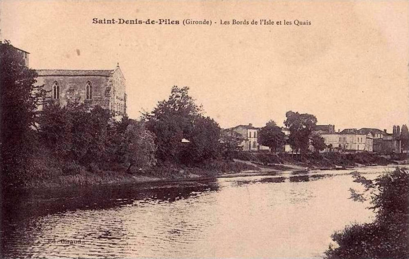 Carte postale ancienne Saint-Denis-de-Pile - Bords de l'Isle 1
