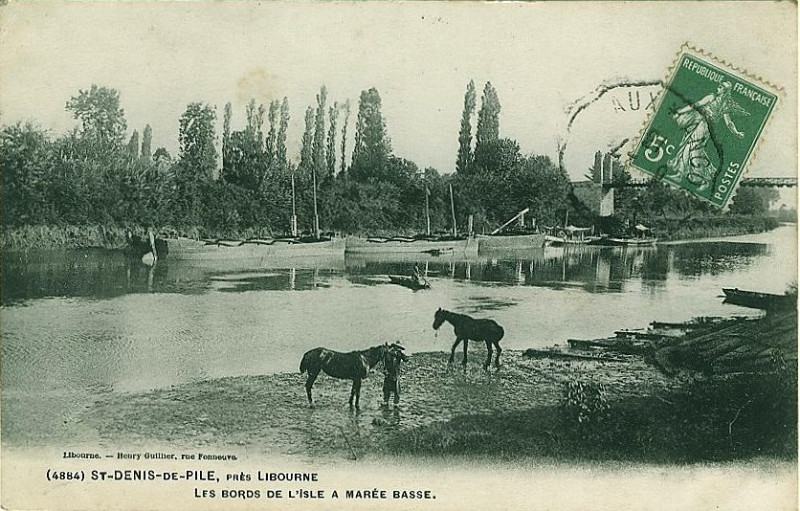 Carte postale ancienne Saint-Denis-de-Pile - Bords de l'Isle 2