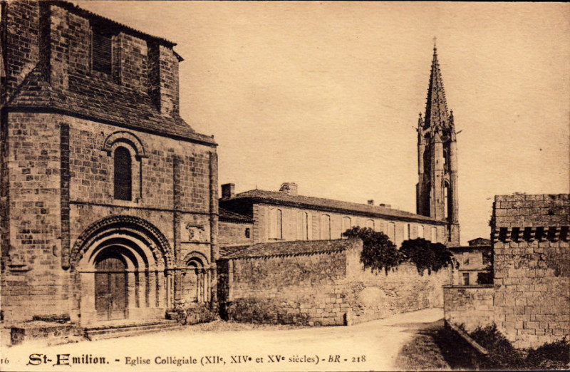 Carte postale ancienne Saint-Emilion église collégiale 1