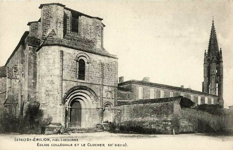 Carte postale ancienne Saint-Emilion église collégiale 1a