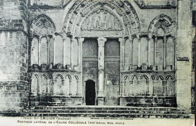 Carte postale ancienne Saint-Emilion église collégiale 1b