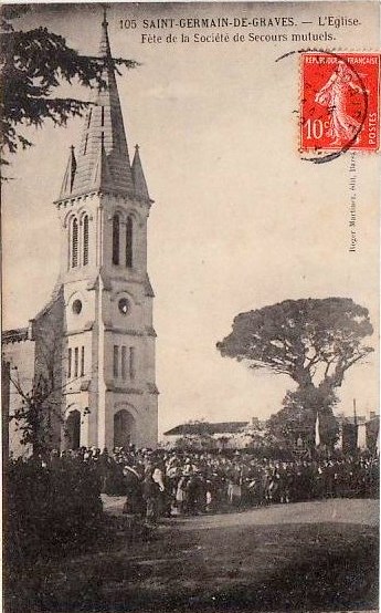 Carte postale ancienne Saint-Germain-de-Grave - église 1
