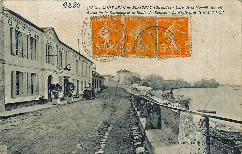 Carte postale ancienne Saint-Jean-de-Blaignac - Café de la Marine