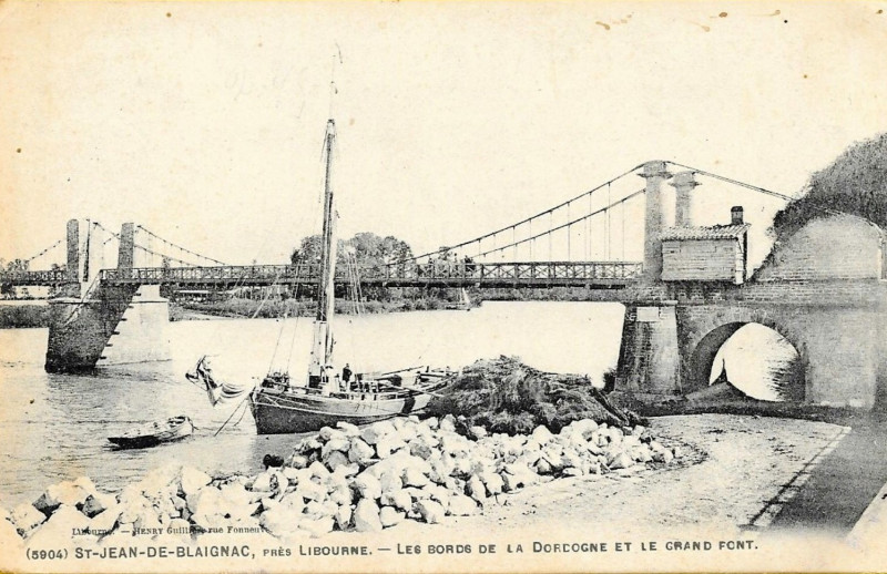 Carte postale ancienne Saint-Jean-de-Blaignac - pont 1