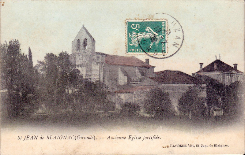 Carte postale ancienne Saint-Jean-de-Blaignac - église 3