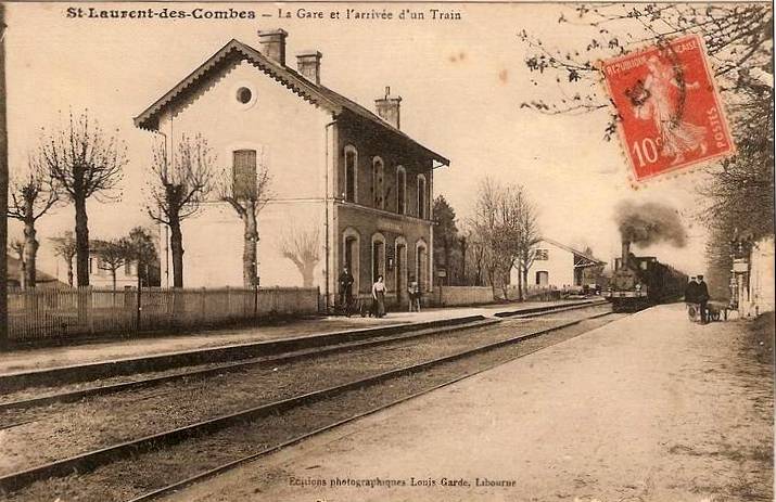 Carte postale ancienne Saint-Laurent-des-Combes - Gare 1