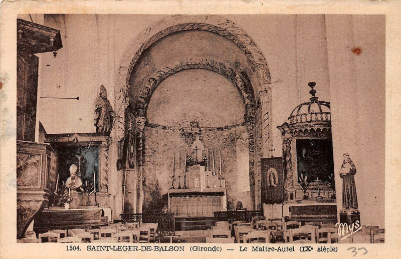 Carte postale ancienne Saint-Léger-de-Balson - église 5