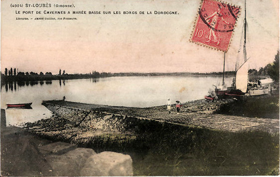Carte postale ancienne Saint-Loubès (Cavernes) - bords de la Dordogne 2
