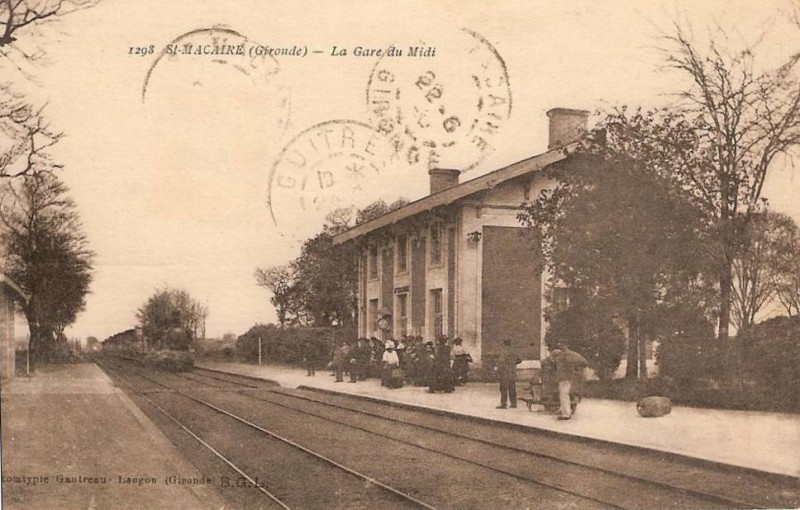 Carte postale ancienne Saint-Macaire - Gare 3