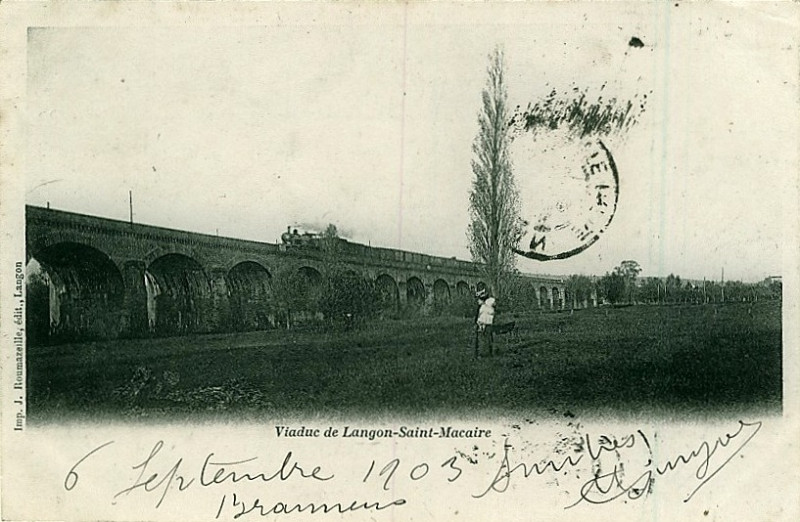 Carte postale ancienne Saint-Macaire - viaduc sur la Garonne 2