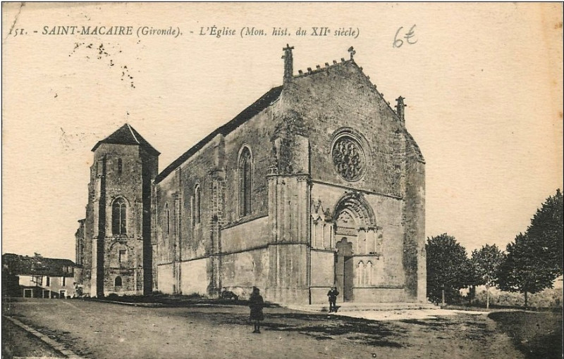 Carte postale ancienne Saint-Macaire - église 1